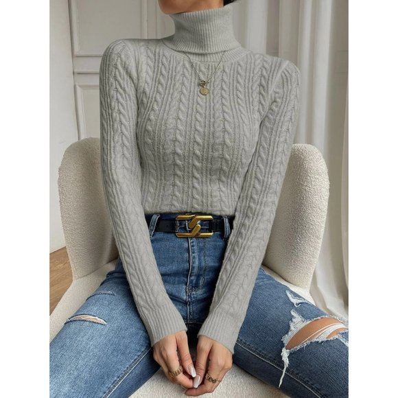 SHEIN Sweaters - SHEIN Turtleneck Cable Knit Sweater S